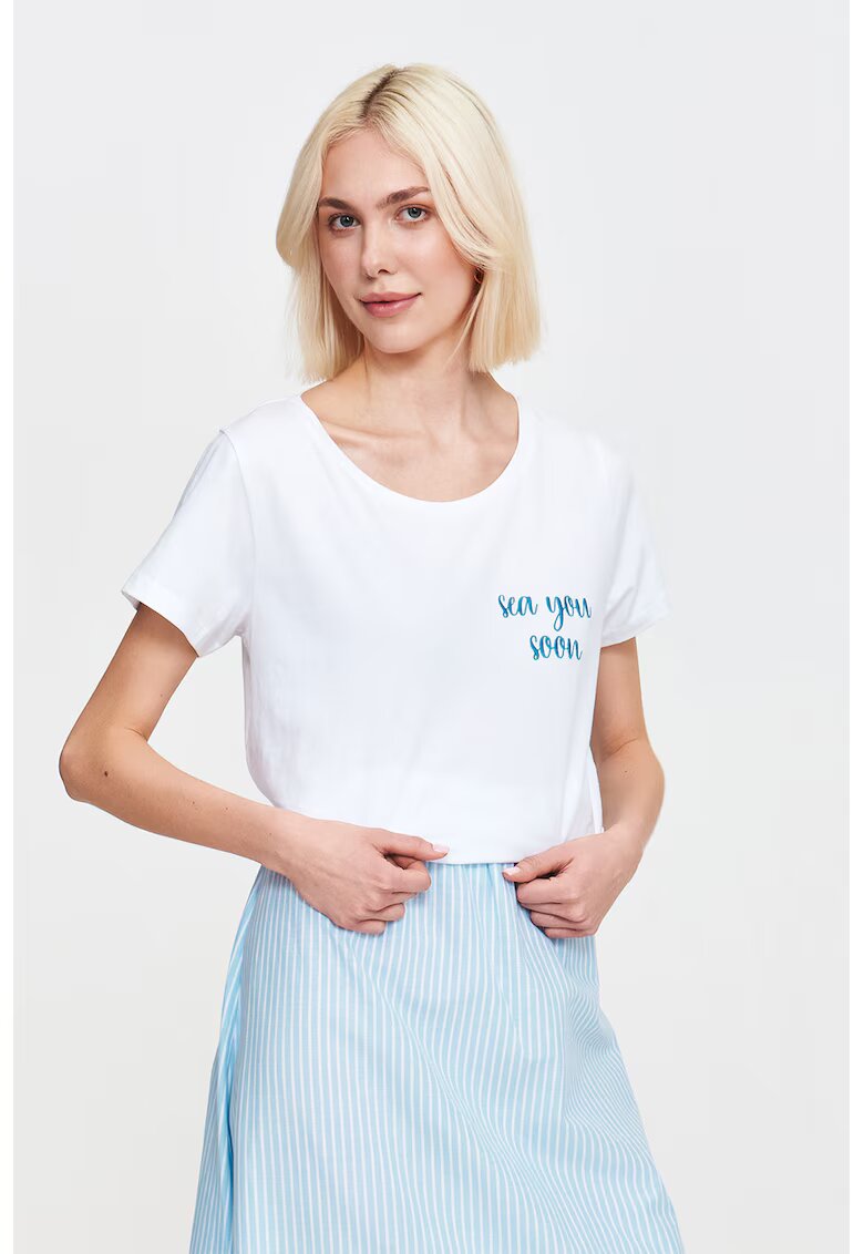 Top Secret Tricou de bumbac cu model text - Alb