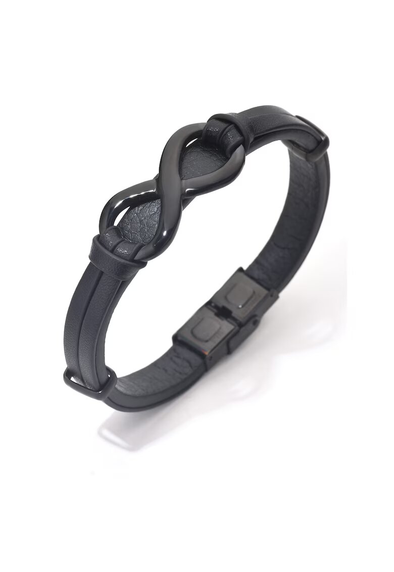 Toro Nero Bratara barbati din piele naturala negru Infinit mare