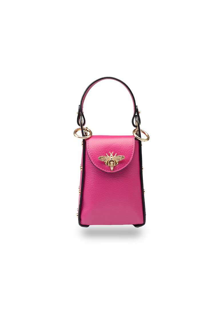 Toro Nero Geantă dama din piele naturală - fucsia - versatilă - cu cureaua de umăr - 30x45cm