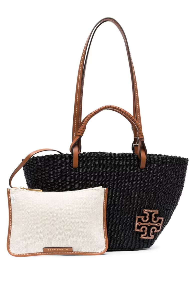 Tory Burch Geanta dama - Tory Burch - Ella Straw Small Basket Tote - neagra - 38x22x9cm
