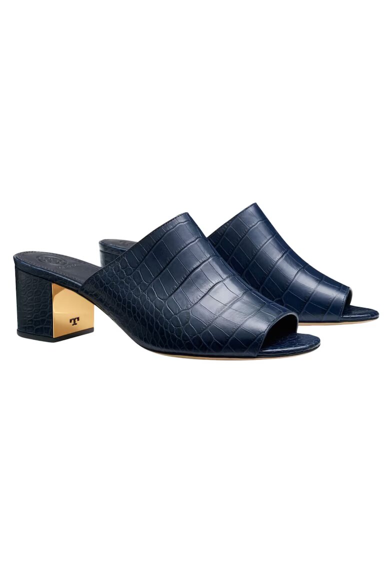 Tory Burch Papuci cu toc din piele naturala cu aspect mock-croc Martine -