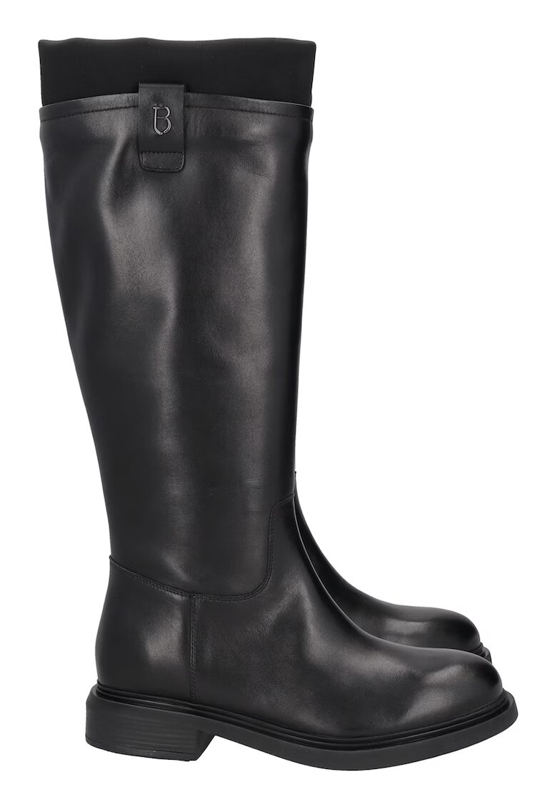 Tosca Blu Cizme mid-calf de piele cu garnitura din material textil - Negru