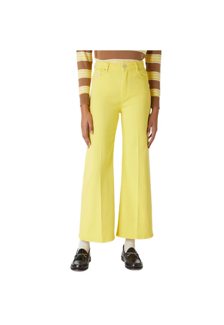 Tru Trussardi Pantaloni dama Trussardi - evazati - 5 buzunare - galben - bumbac -