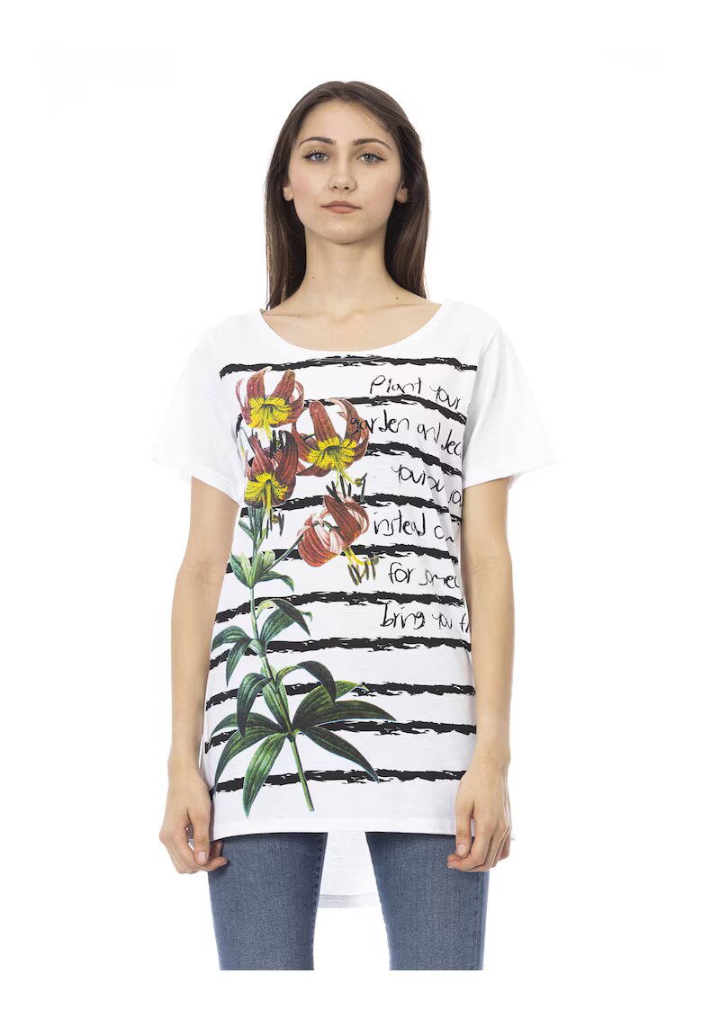 Trussardi Tricou cu terminatie asimetrica - Alb