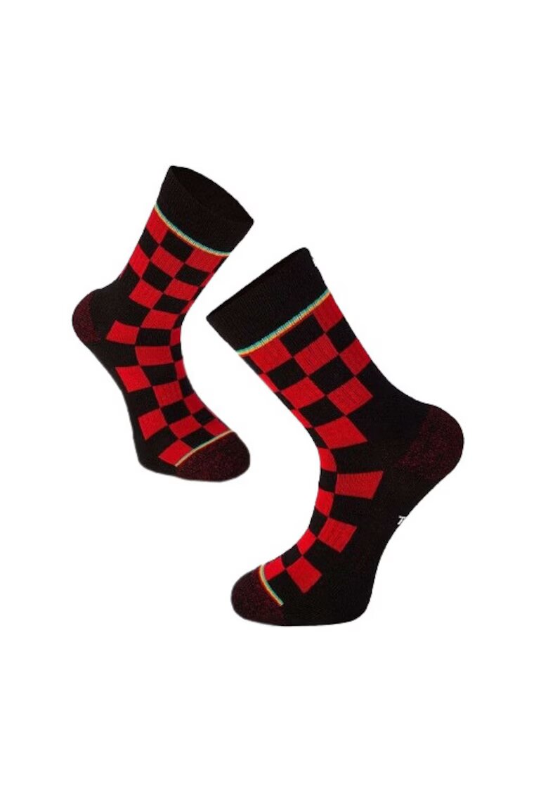 Try To Fly Sosete bumbac - Active Lifestyle Socks Squares Rosu Negru