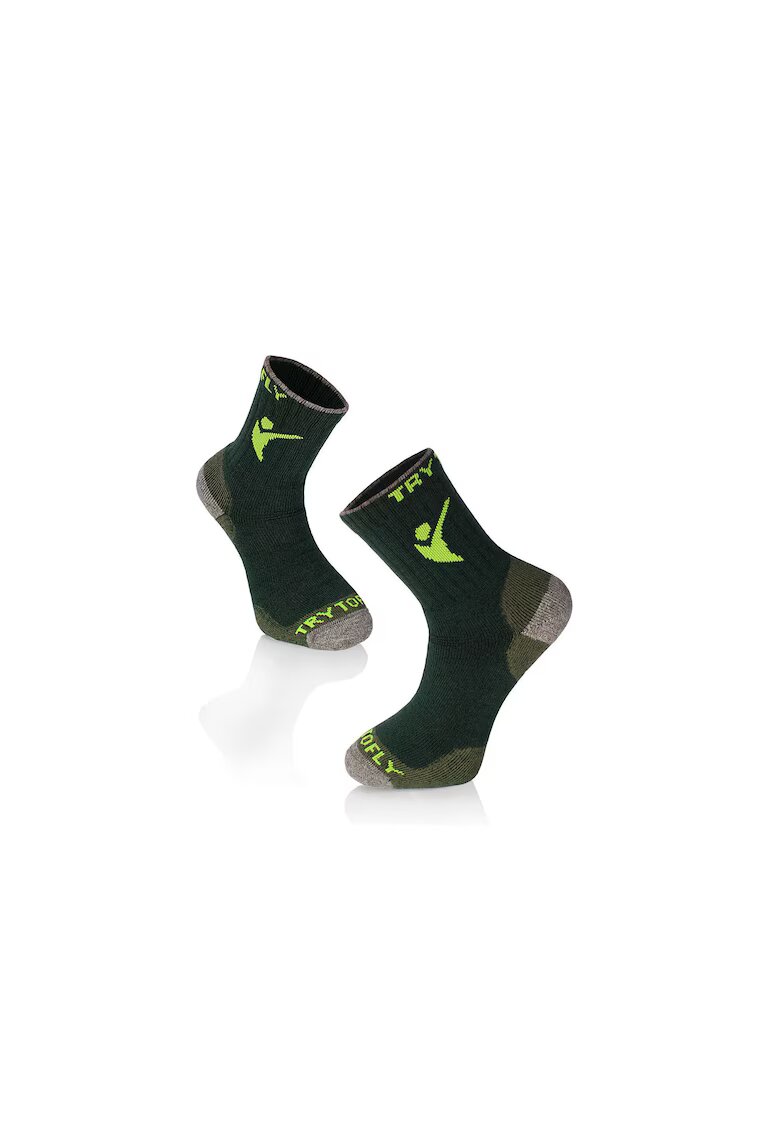 Try To Fly Sosete de drumetie antibacteriene din lana merino Heavy Hiking Verde Inchis