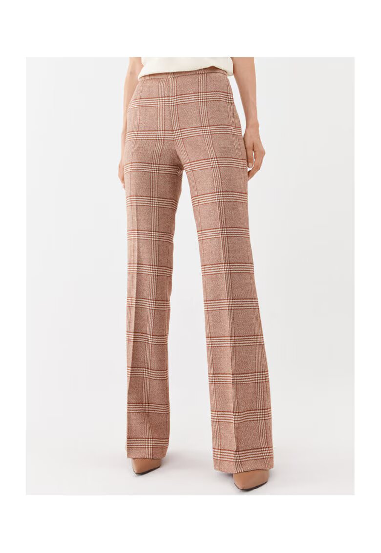 Twinset Pantaloni eleganti pentru dama - maro - model in carouri
