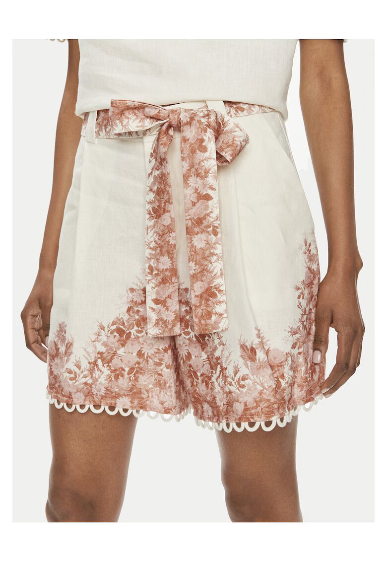 Twinset Pantaloni scurti model floral - alb/roz