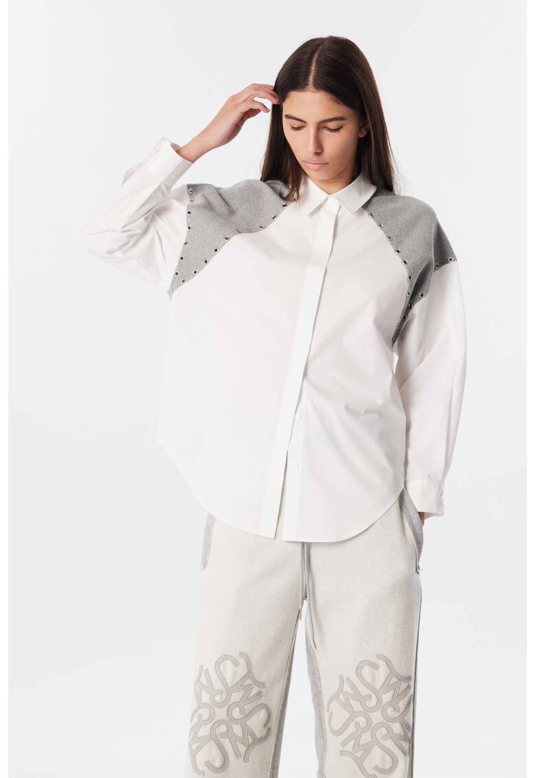 TWIST Camasa lejera cu guler clasic - Alb/Gri melange