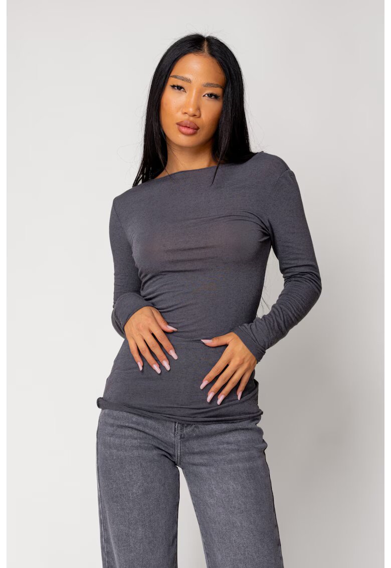 uFIT Bluza subtire din mix de casmir Grey Anthracite 18301 - Gri cenusiu