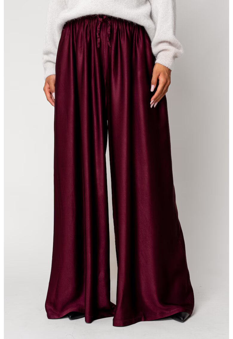 uFIT Pantaloni lung din mix de matase Burgundy 18067 - Visiniu