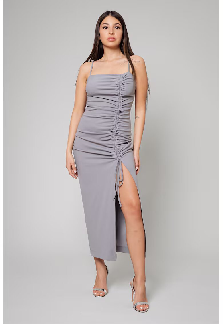 uFIT Rochie midi cu slit lateral - Gri cenusiu