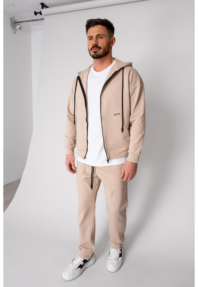uFIT Set Loren din bumbac Jacheta si pantalon Beige 19307 - Bej