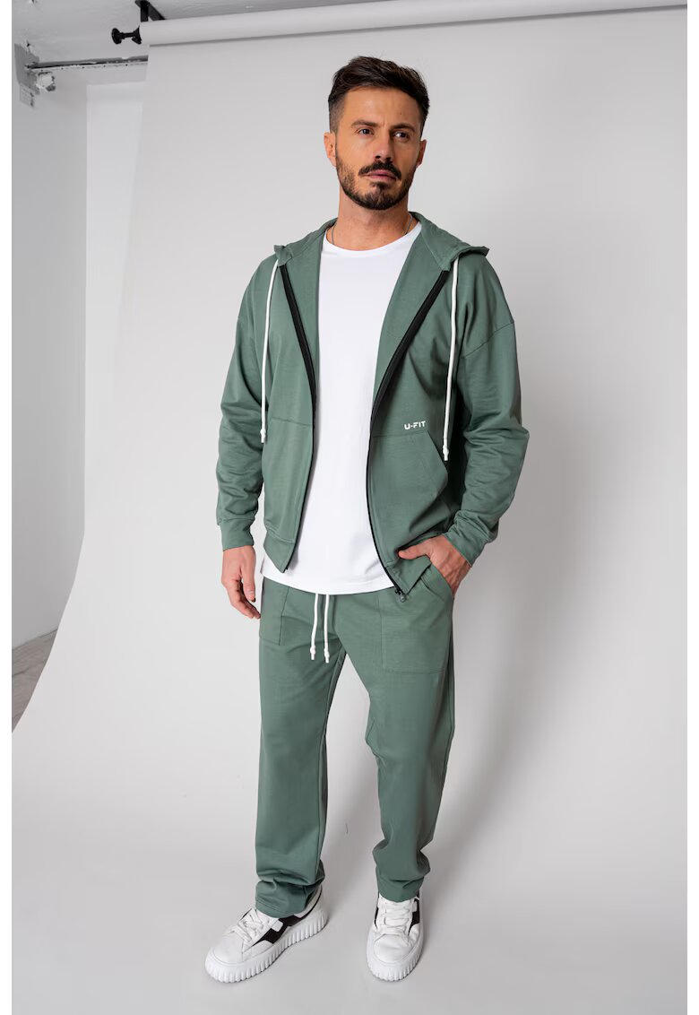 uFIT Set Loren din bumbac Jacheta si pantalon Dark Olive 19292 - Verde masliniu inchis