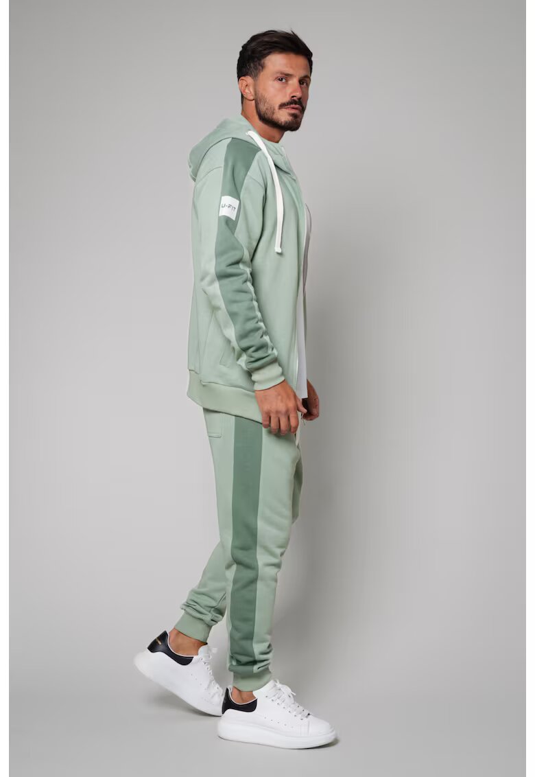 uFIT Set Rock Duo hanorac cu fermoar si pantalon conic Light Olive 9949 - Verde masliniu deschis