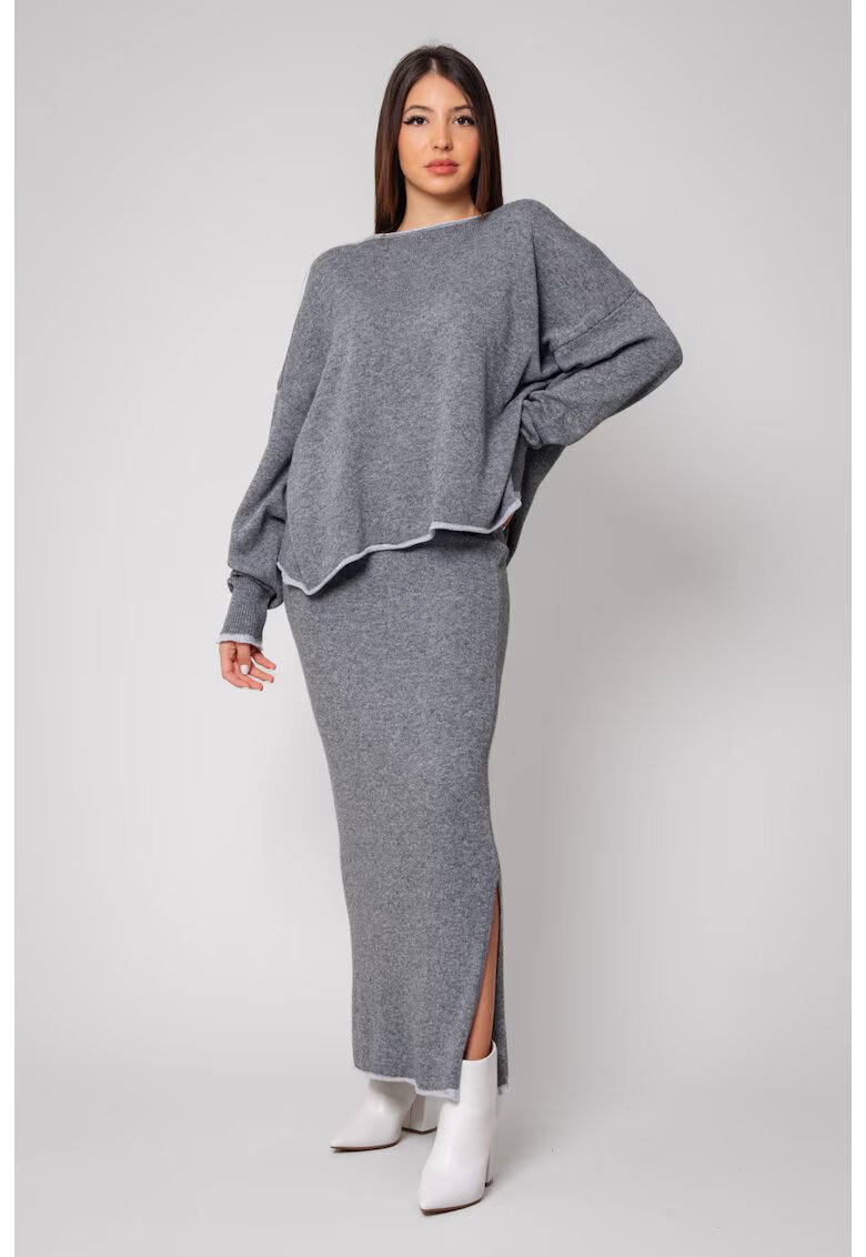 uFIT Set Sylvie cu fusta mix lana si casmir Grey 14613 - Gri