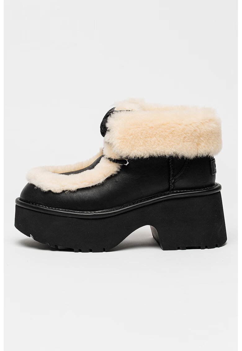 UGG Botine masive cu detalii din blana Esmee - Negru