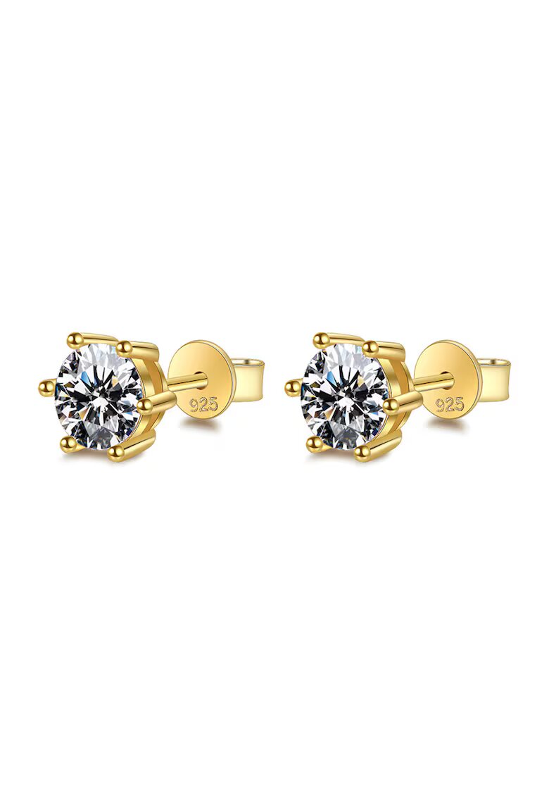 UNA VIDA Cercei Stud Diamant Moissanite 1ct Gold - Argint 925