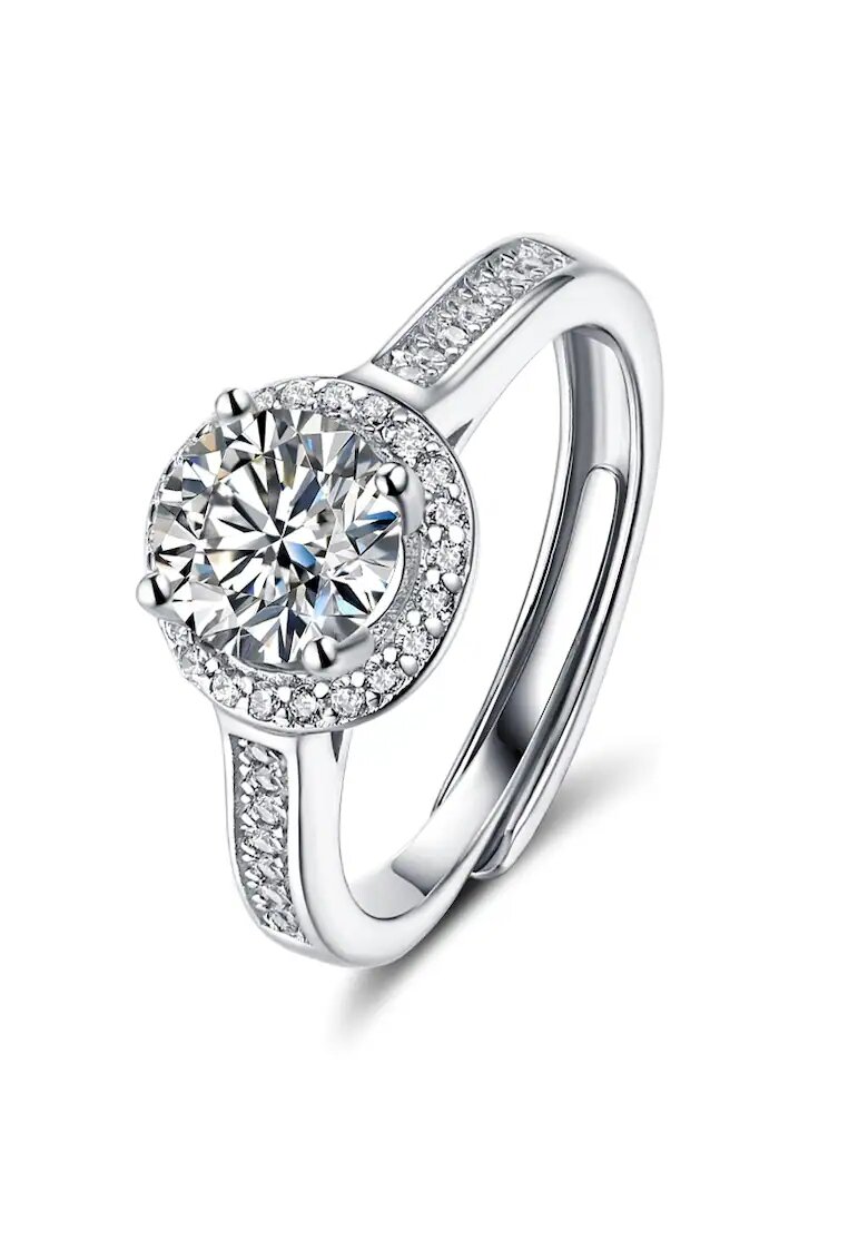 UNA VIDA Inel de Logodna cu Diamant Moissanite Marbella - Argint 925 - Marime Ajustabila