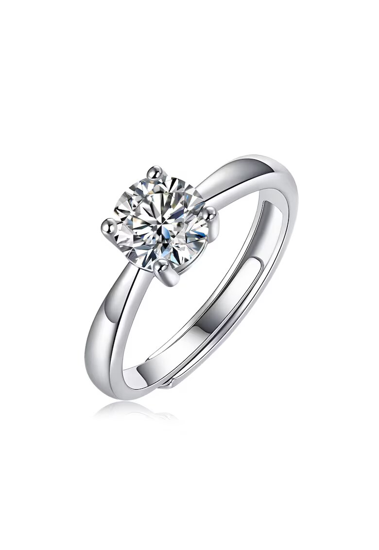 UNA VIDA Inel Logodna cu Diamant Moissanite - Argint 925 - Marime Ajustabila