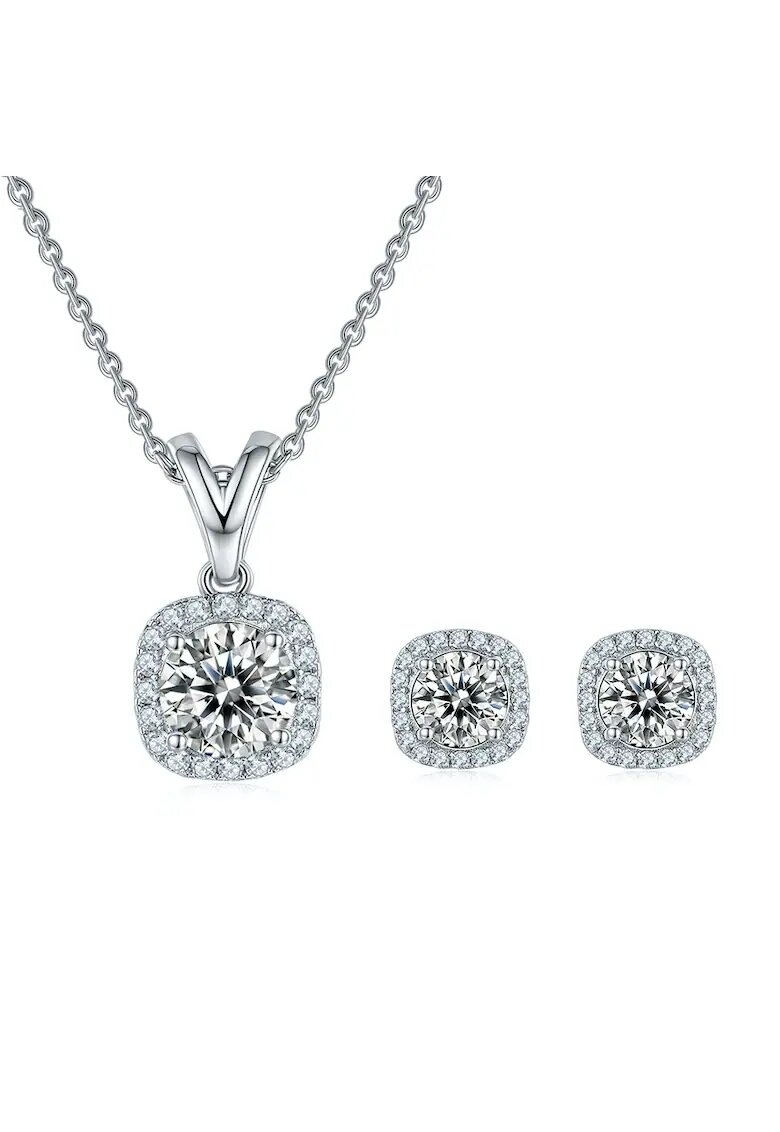 UNA VIDA Set Colier si Cercei cu Diamant Moissanite - Argint 925