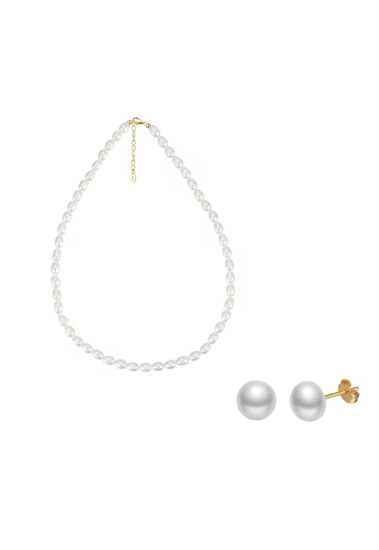 UNA VIDA Set Colier si Cercei Perle de Cultura Portofino - Argint 925