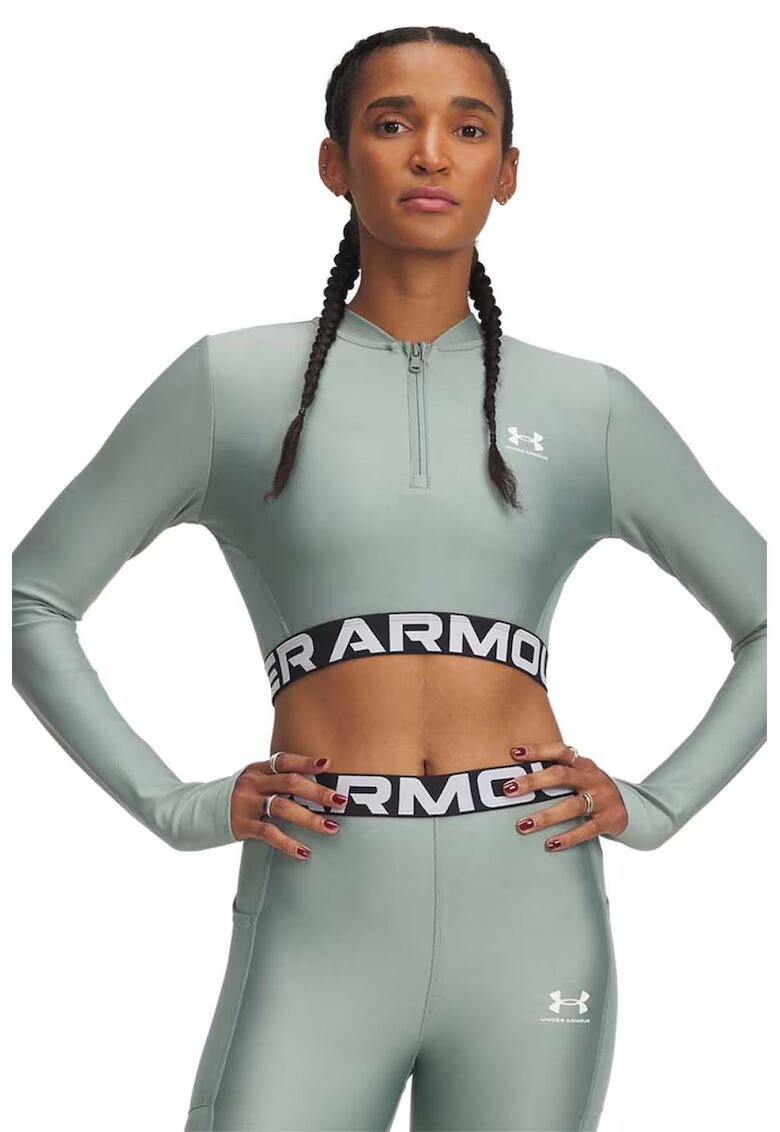 Under Armour Bluza crop pentru fitness Heatgear - Verde deschis
