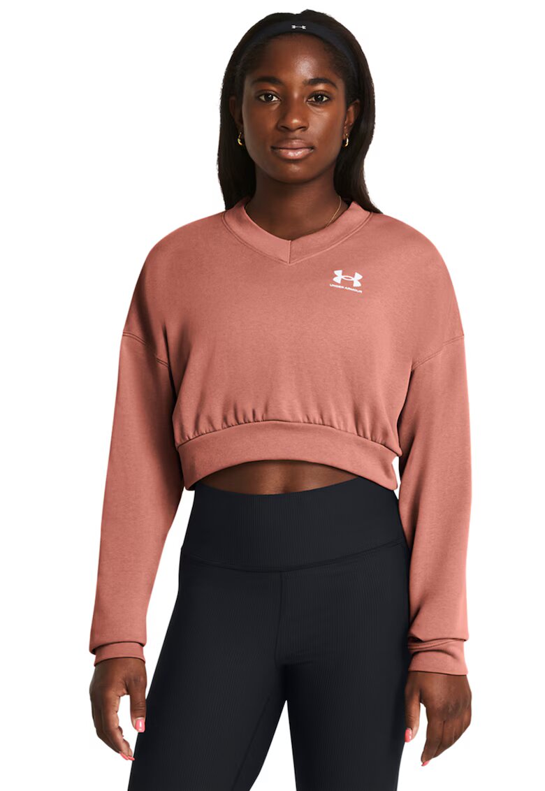 Under Armour Bluza crop supradimensionata de trening din material terry Rival - Roz somon