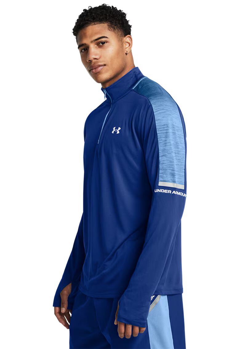 Under Armour Bluza cu fenta cu fermoar pentru fitness Core+ Tech - Albastru royal/Albastru deschis