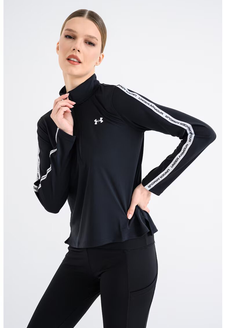 Under Armour Bluza cu fermoar si logo pentru fitness - Alb/Negru