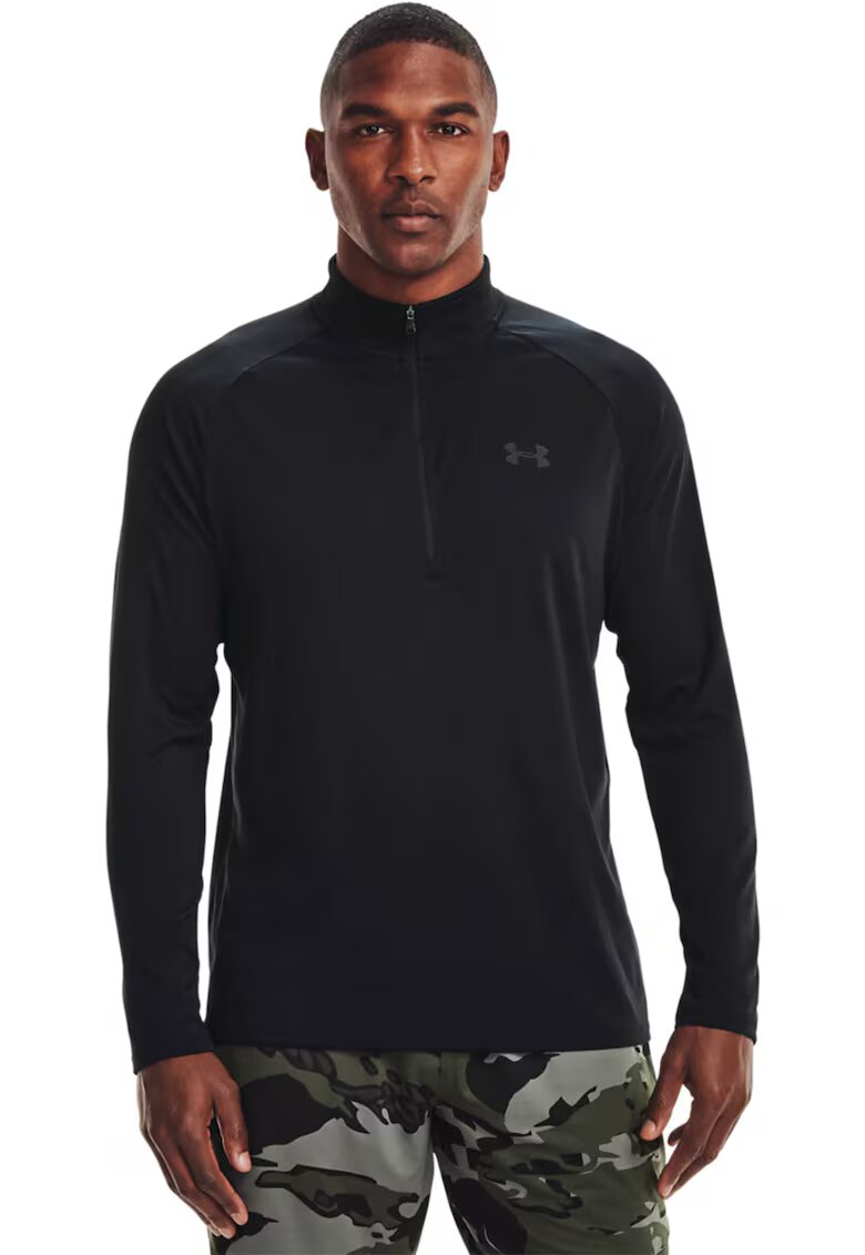 Under Armour Bluza cu logo si fermoa scurt pentru fitness Tech™