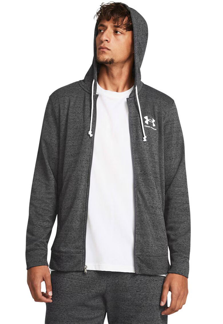 Under Armour Hanorac cu fermoar pentru antrenament Rival Terry - Gri antracit