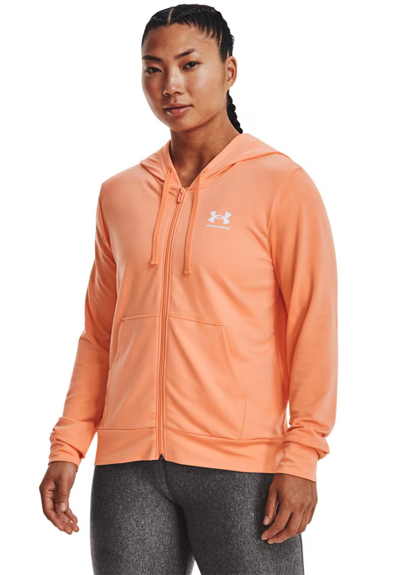Under Armour Hanorac din amestec de lyocell cu fermoar - pentru fitness Rival - Portocaliu pal