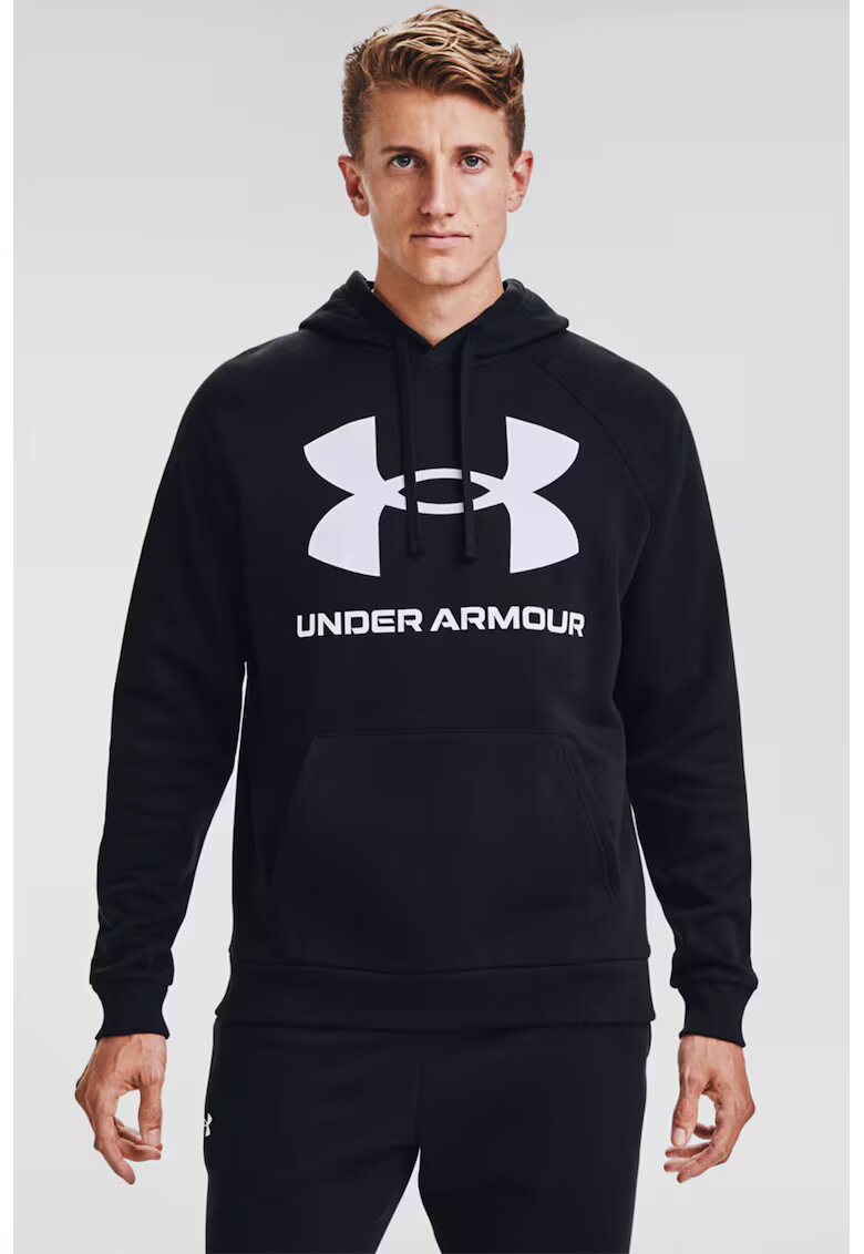 Under Armour Hanorac din fleece cu imprimeu logo si maneci raglan - pentru fitness Rival - Negru
