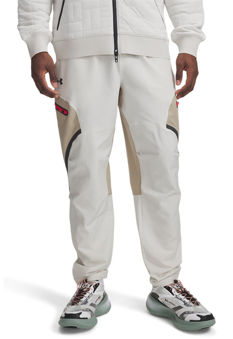 Under Armour Pantaloni de trening cu snur - pentru fitness - Maro nisip/Alb murdar