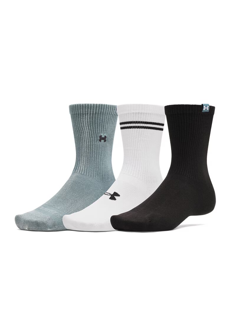 Under Armour Set de sosete lungi pentru fitness - 3 perechi - Alb/Negru/Gri
