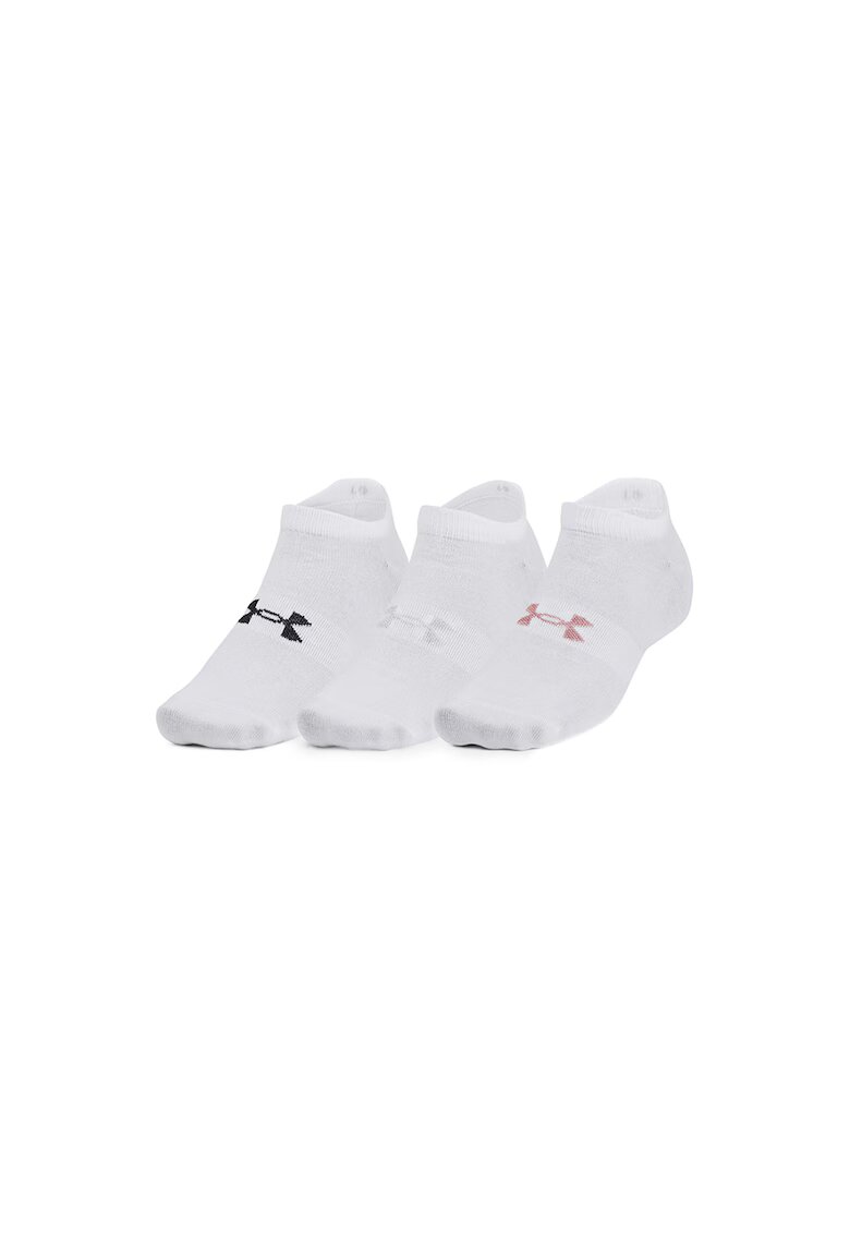 Under Armour Set de sosete unisex foarte scurte pentru fitness Essential - 3 perechi - Alb/Roz