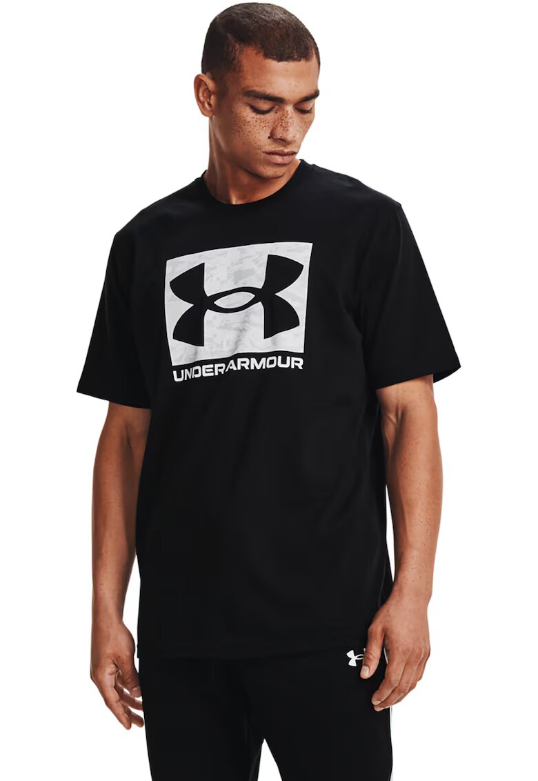 Under Armour Tricou cu decolteu rotund si logo ABC Camo - Alb/Negru