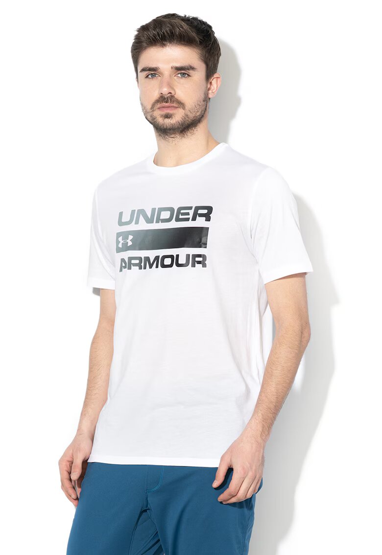 Under Armour Tricou cu logo Team Issue - Alb/Gri inchis
