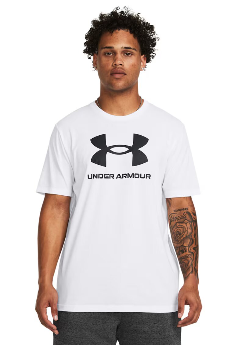 Under Armour Tricou lejer cu imprimeu logo - Negru/Alb murdar