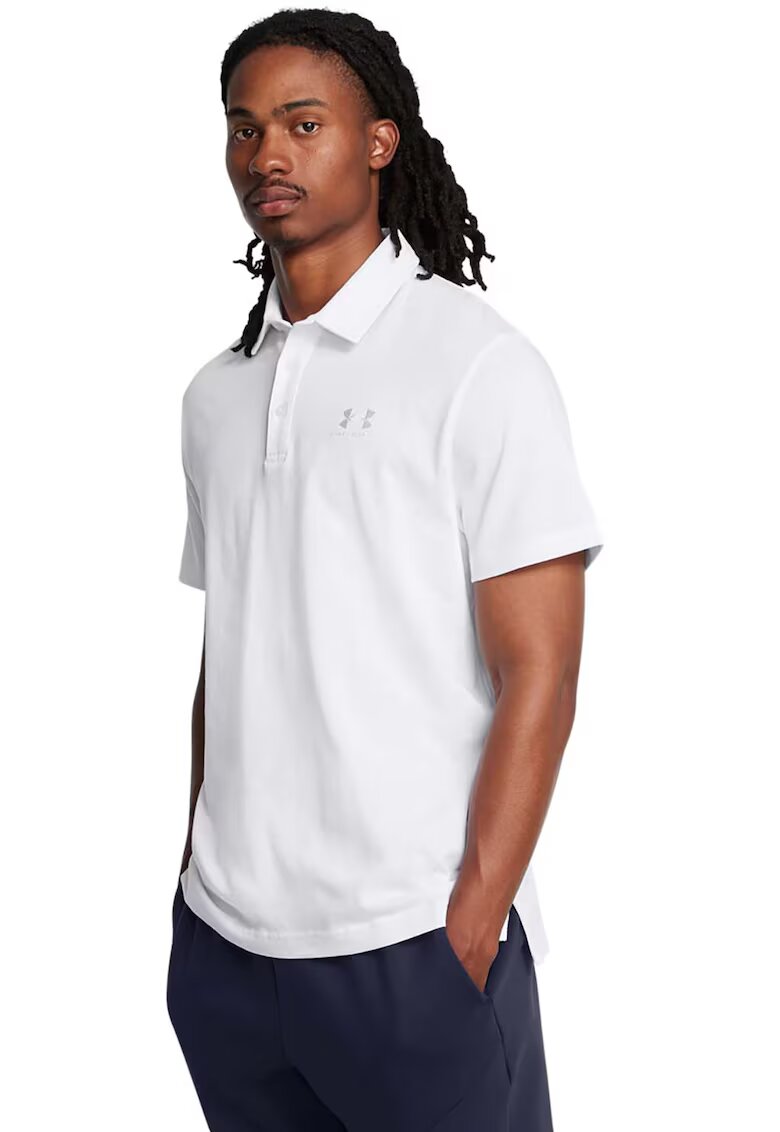 Under Armour Tricou polo cu detaliu logo - pentru fitness - Alb optic