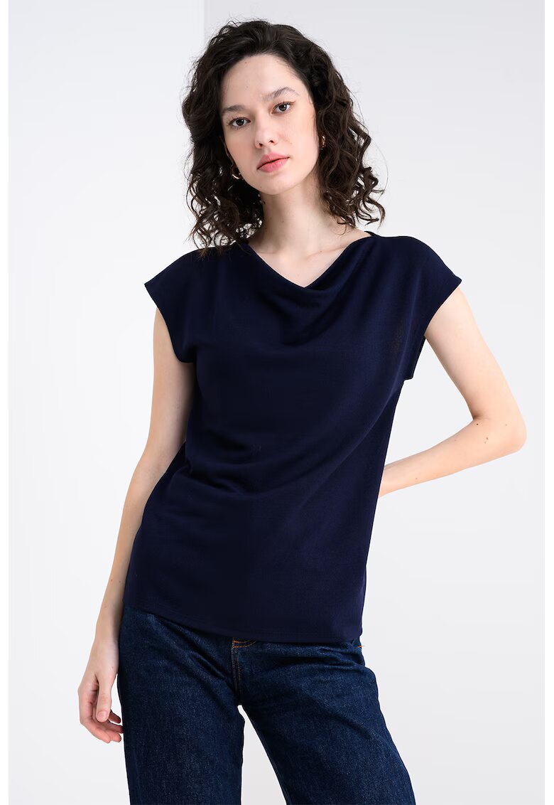 United Colors of Benetton Bluza cu decolteu drapat - Bleumarin