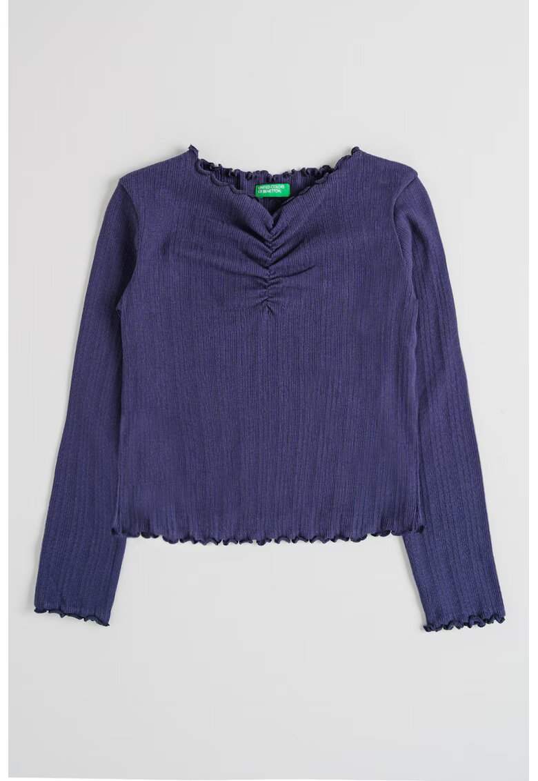 United Colors of Benetton Bluza cu terminatii valurite - Bleumarin