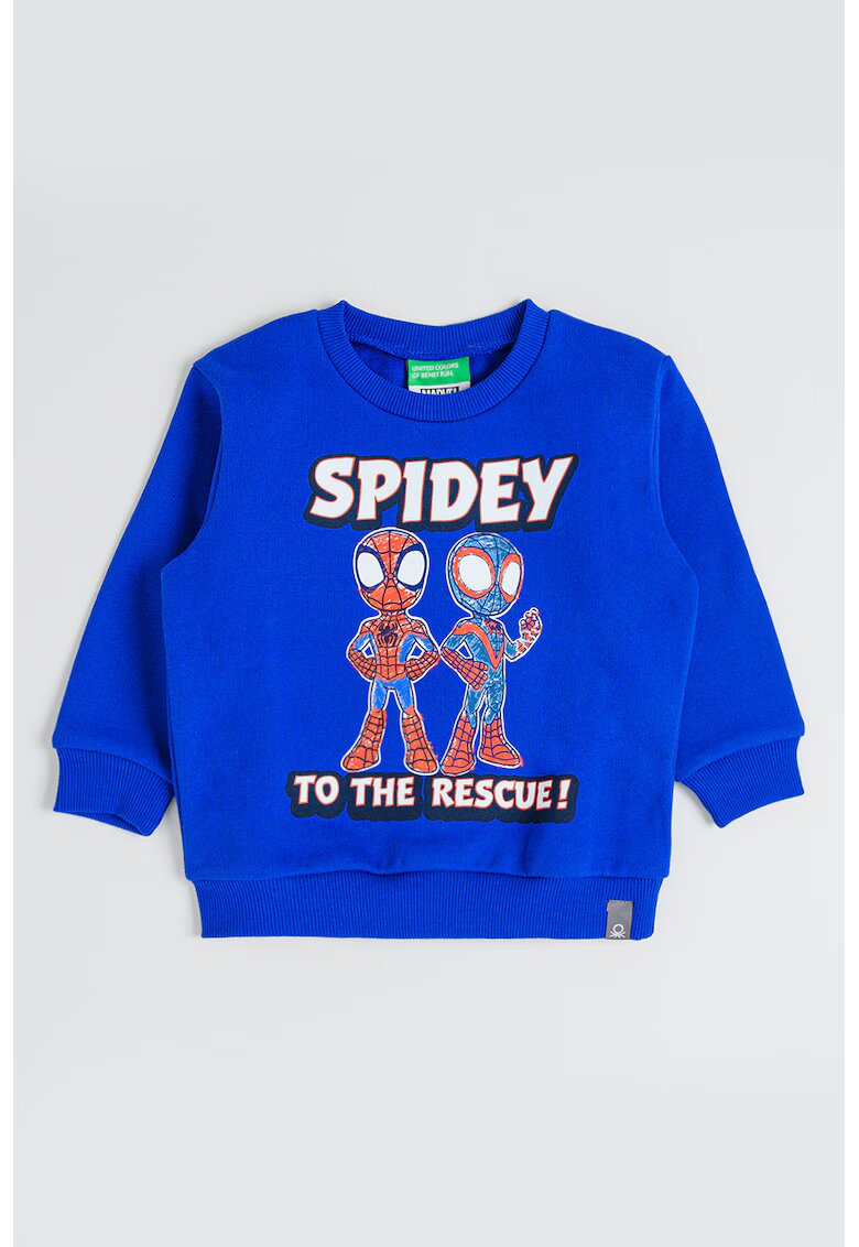 United Colors of Benetton Bluza de trening cu imprimeu Spiderman - Rosu/Albastru royal