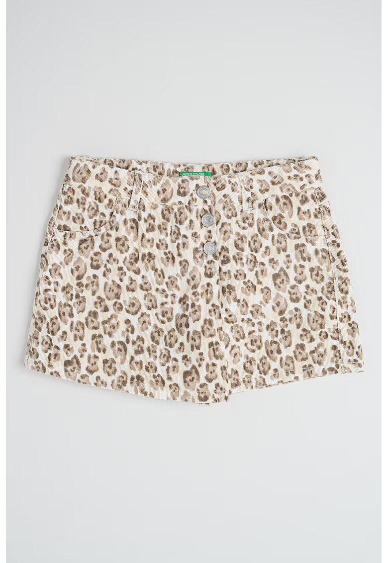 United Colors of Benetton Fusta-pantalon din reiat cu animal print - Maro/Bej