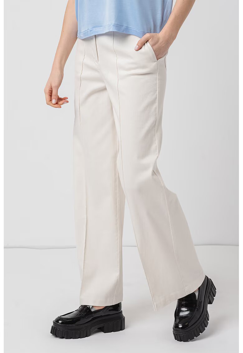 United Colors of Benetton Pantaloni cu croiala ampla si talie inalta - Alb