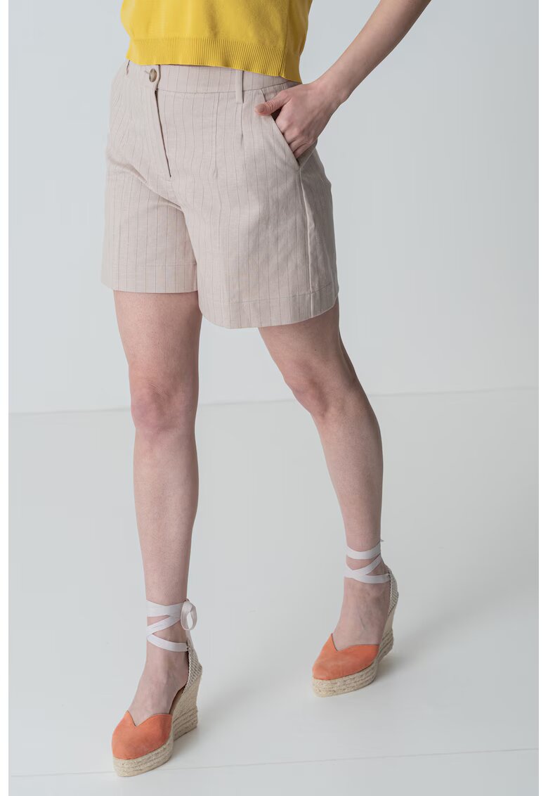 United Colors of Benetton Pantaloni scurti cu talie inalta - Bej deschis