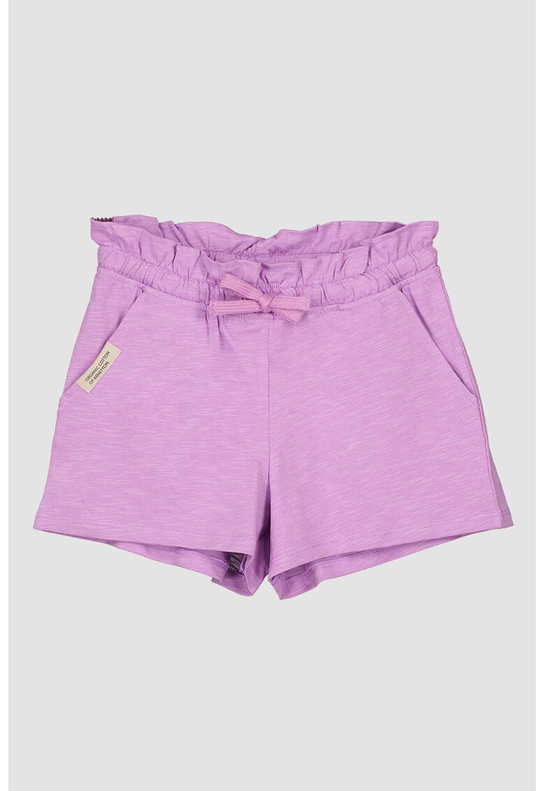 United Colors of Benetton Pantaloni scurti de bumbac cu talie inalta si buzunare oblice - Lila