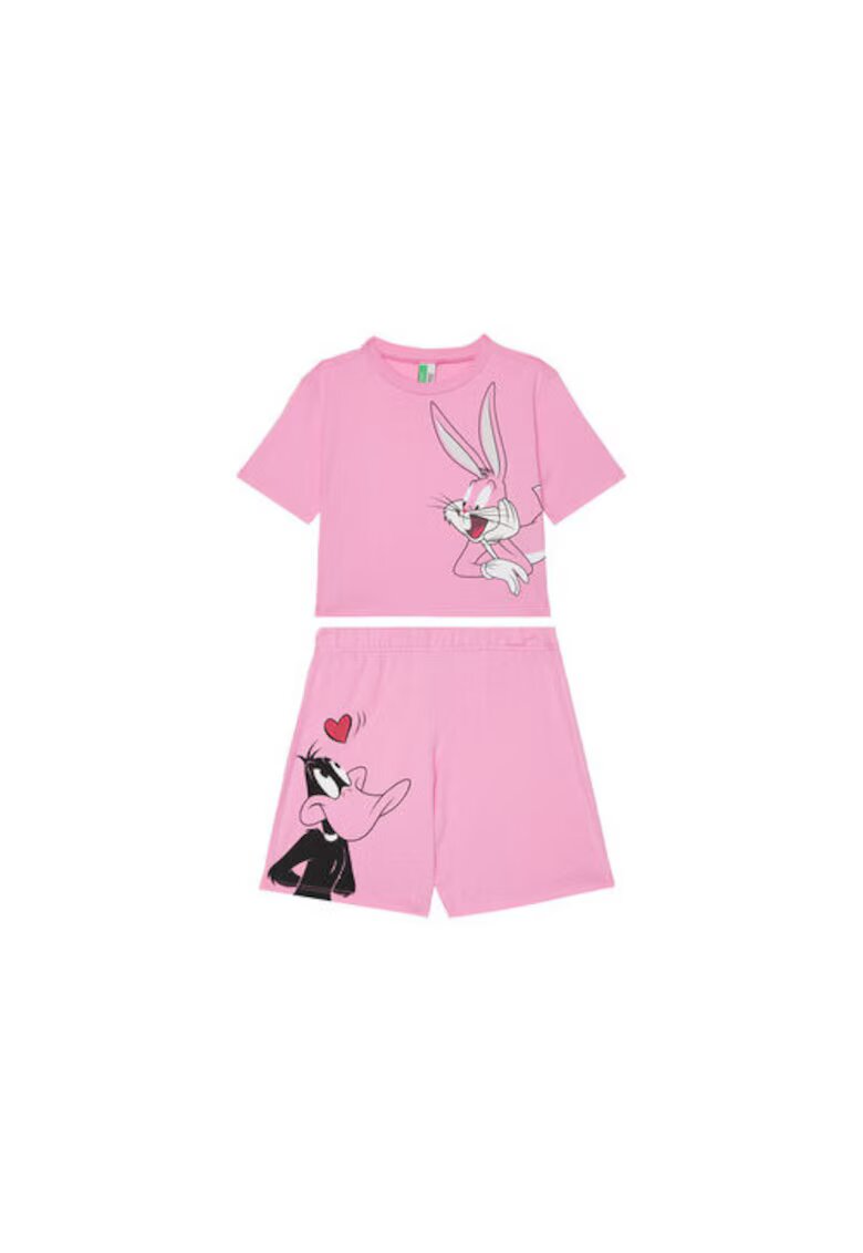 United Colors of Benetton Pijama fete 30960P08S - Bumbac - Roz - Roz