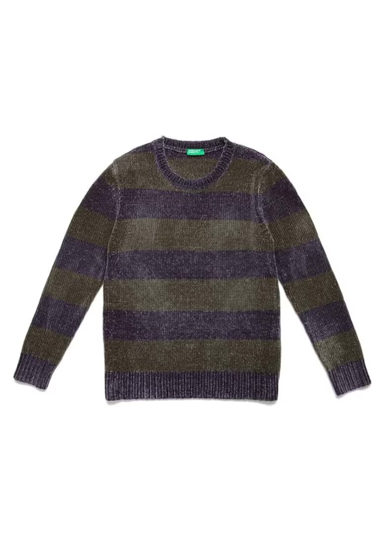 United Colors of Benetton Pulover copii Benetton - dungi - albastru-verde - poliester - set 1-2 ani -